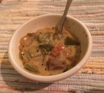 My first batch of green chili turned out, thanks to the readily available fresh veggies.